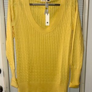 GAP Vibrant Yellow Cable Knit Scoop Neck Sweater- L- NWT